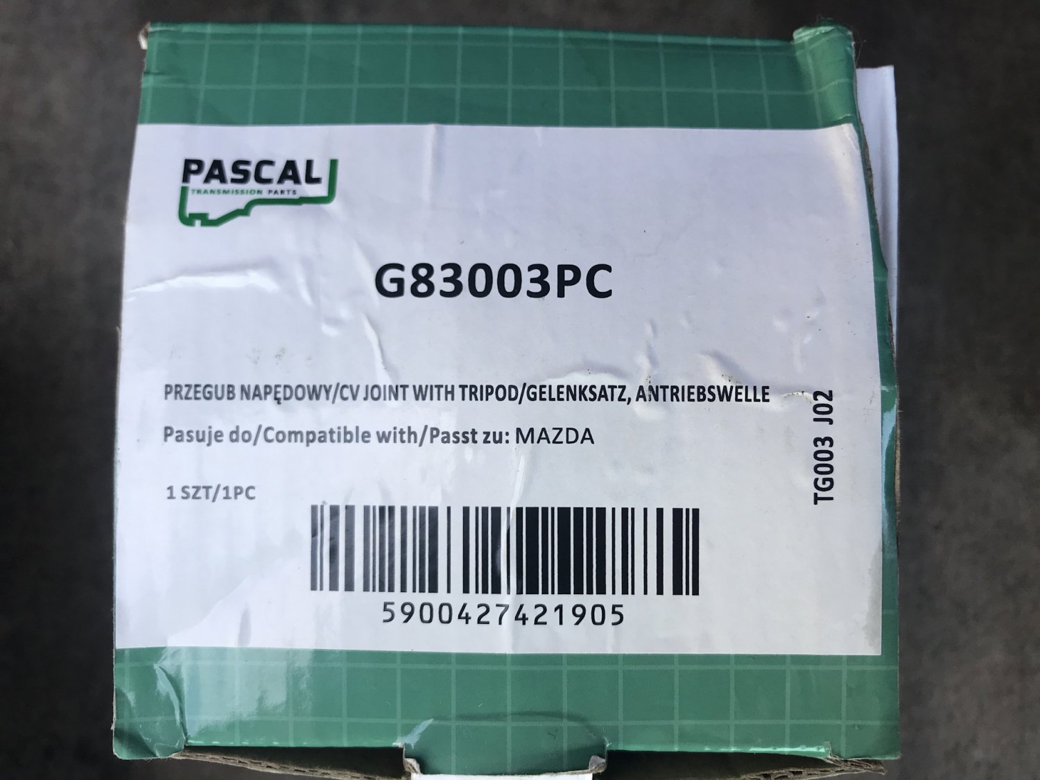 Новый внутренний шрус. Pascal G83003PC