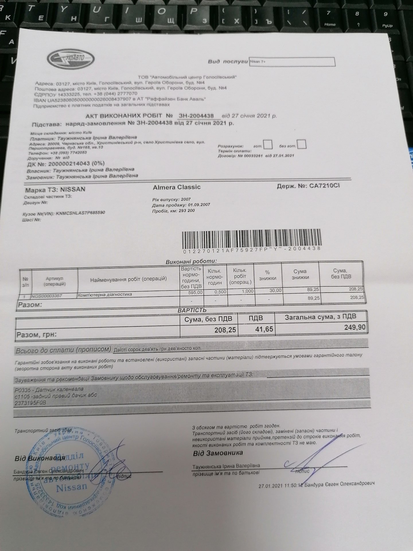 результат проделанных работ
